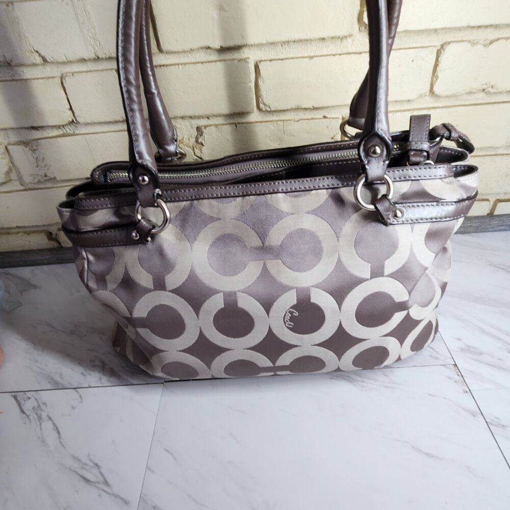 Coach Madison Bronze Signature C's Handbag Purse - Picture 3 of 16